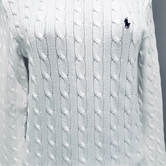 RALPH LAUREN CABLE-KNIT COTTON CREWNECK SWEATER. - Picture 5 of 10